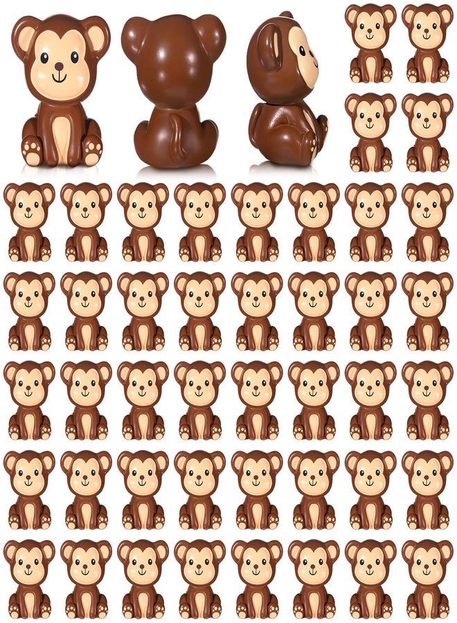 Silipull 50 Pcs Mini Monkey Figurines Resin Monkey Figures Bulk Tiny Animals Favors for Summer Cake Topper Goodie Bag Fillers Supplies Stuffers(Cute,Brown) - Image 1